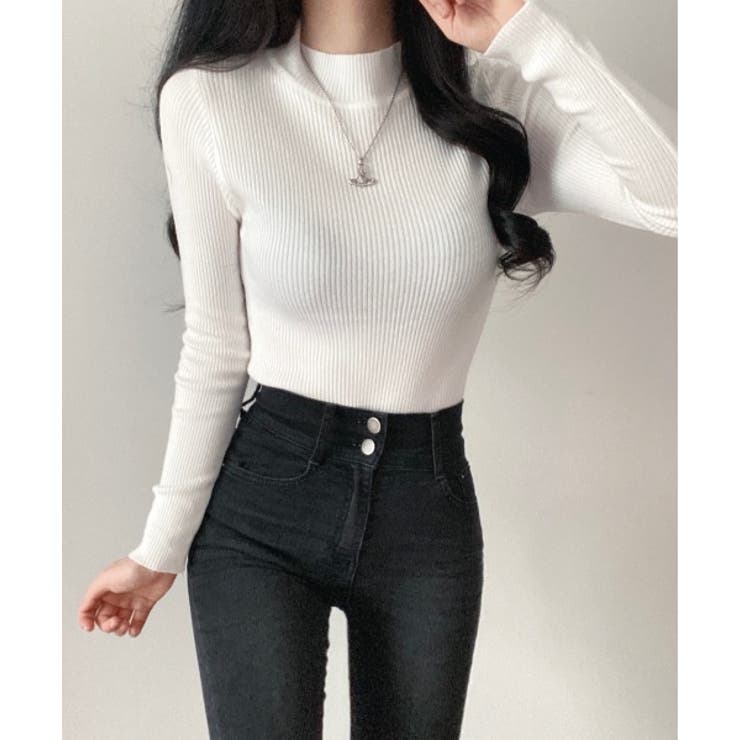 ハーフタートルネックリブ長袖ニット | by muni:r | 詳細画像3 