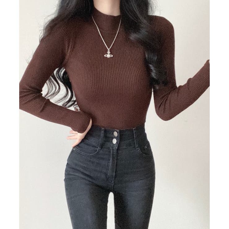 ハーフタートルネックリブ長袖ニット | by muni:r | 詳細画像8 