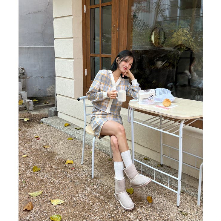 チェックカーディガンスカートセットアップ | by muni:r | 詳細画像10 