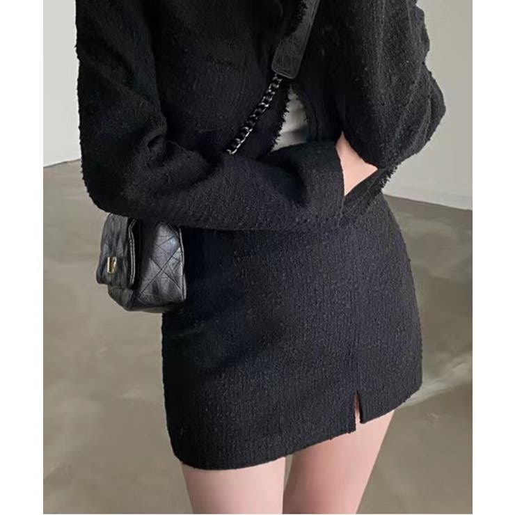 ノーカラーツイードジャケット+スリットツイードスカート | by muni:r | 詳細画像10 