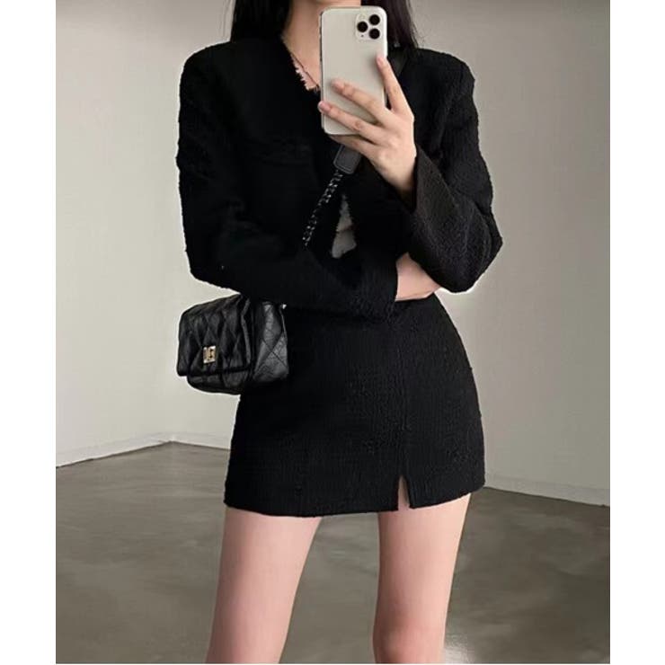 ノーカラーツイードジャケット+スリットツイードスカート | by muni:r | 詳細画像13 