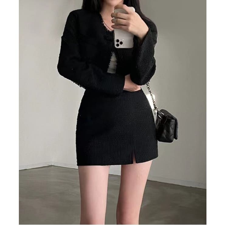 ノーカラーツイードジャケット+スリットツイードスカート | by muni:r | 詳細画像14 