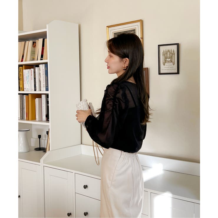 シースルーラウンドシャーリングブラウス | by muni:r | 詳細画像10 