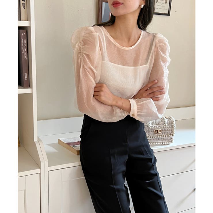 シースルーラウンドシャーリングブラウス | by muni:r | 詳細画像15 