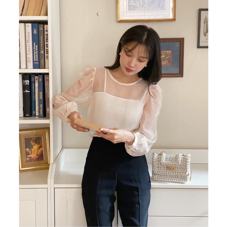 シースルーラウンドシャーリングブラウス | by muni:r | 詳細画像18 