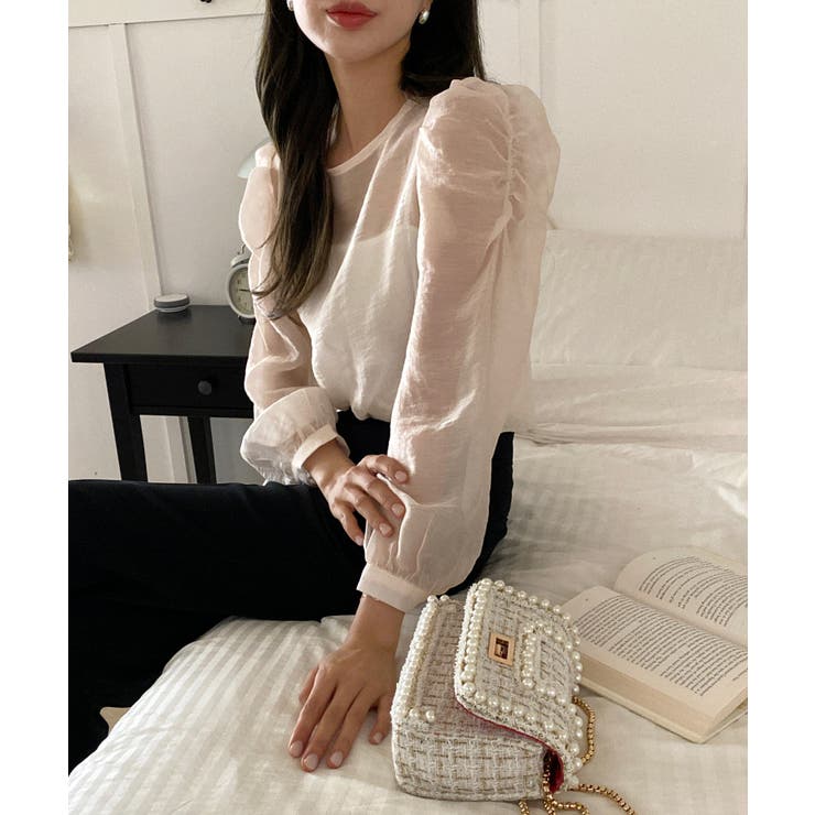 シースルーラウンドシャーリングブラウス | by muni:r | 詳細画像25 