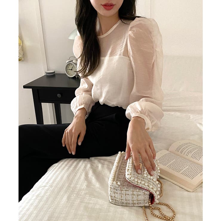 シースルーラウンドシャーリングブラウス | by muni:r | 詳細画像26 