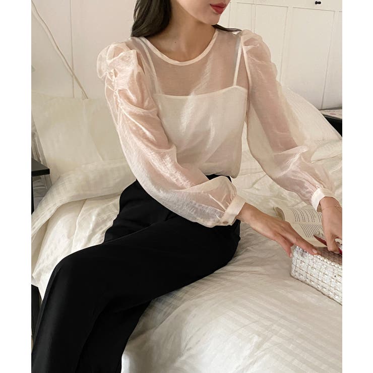 シースルーラウンドシャーリングブラウス | by muni:r | 詳細画像27 