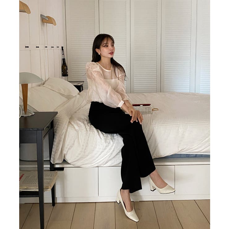 シースルーラウンドシャーリングブラウス | by muni:r | 詳細画像28 