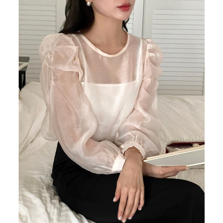 シースルーラウンドシャーリングブラウス | by muni:r | 詳細画像29 