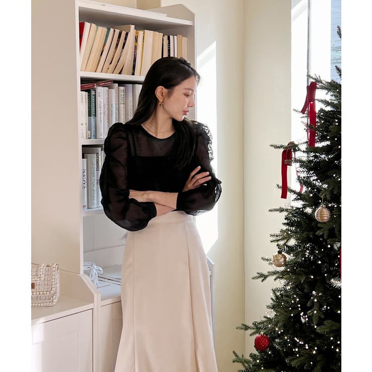 シースルーラウンドシャーリングブラウス | by muni:r | 詳細画像3 