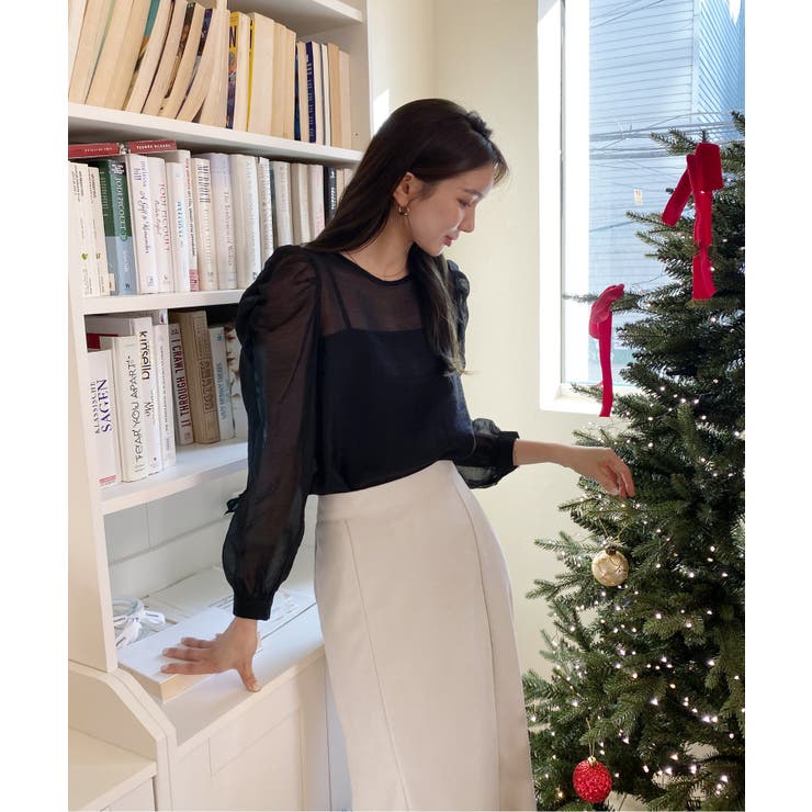 シースルーラウンドシャーリングブラウス | by muni:r | 詳細画像45 