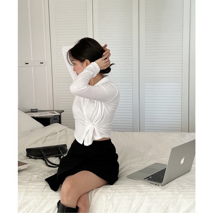 スリムフィットボタンラップTシャツ | by muni:r | 詳細画像14 