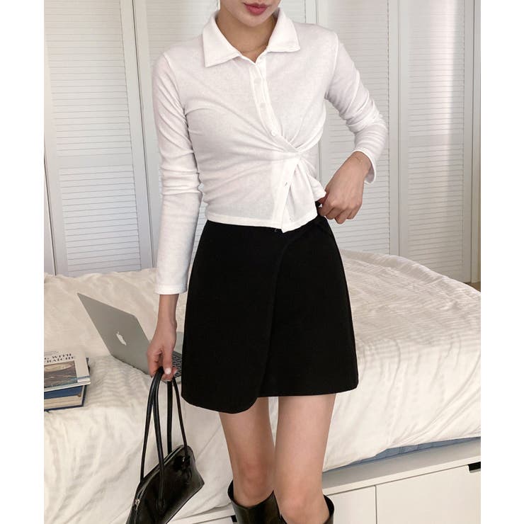 スリムフィットボタンラップTシャツ | by muni:r | 詳細画像15 