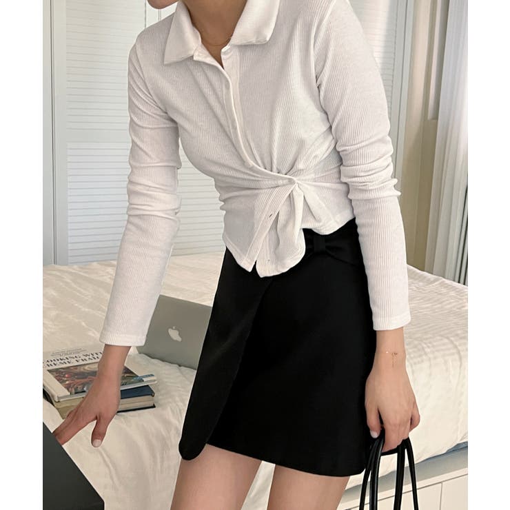 スリムフィットボタンラップTシャツ | by muni:r | 詳細画像16 