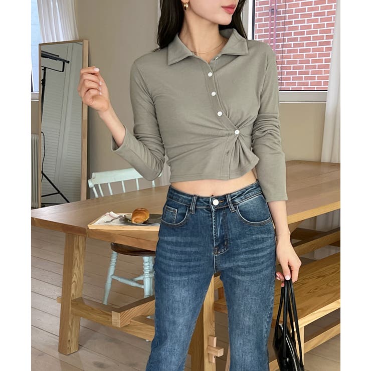 スリムフィットボタンラップTシャツ | by muni:r | 詳細画像17 