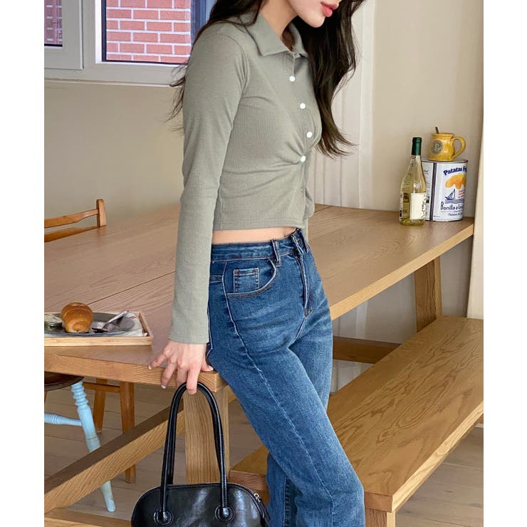 スリムフィットボタンラップTシャツ | by muni:r | 詳細画像18 