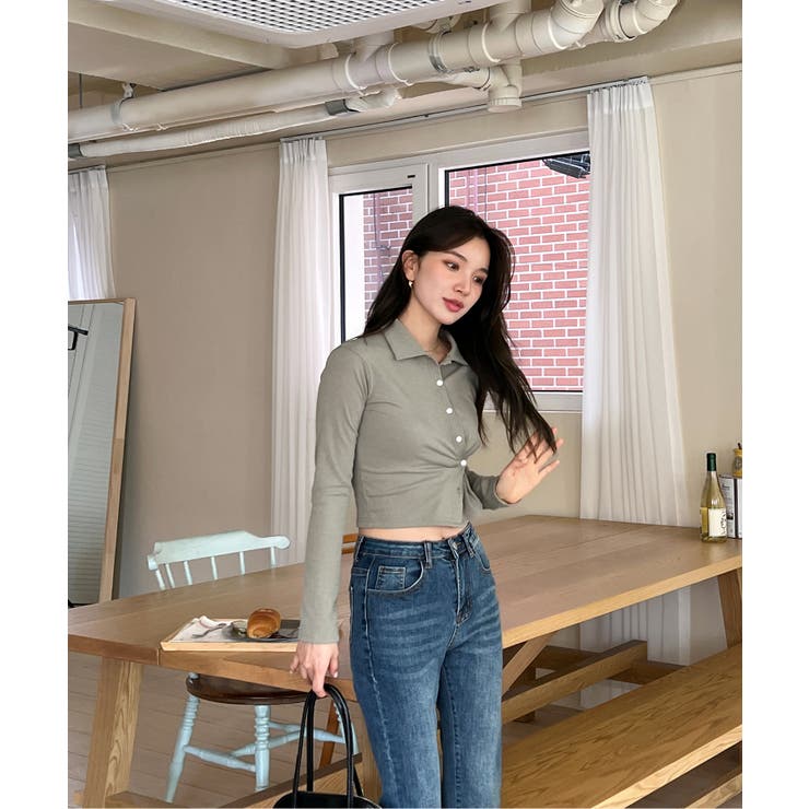 スリムフィットボタンラップTシャツ | by muni:r | 詳細画像19 