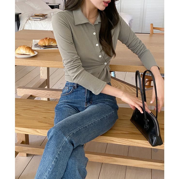 スリムフィットボタンラップTシャツ | by muni:r | 詳細画像25 