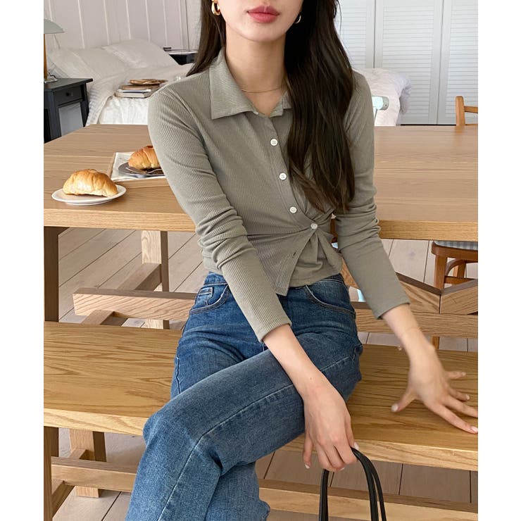 スリムフィットボタンラップTシャツ | by muni:r | 詳細画像26 