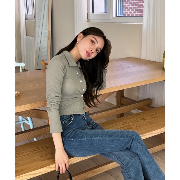 スリムフィットボタンラップTシャツ | by muni:r | 詳細画像27 