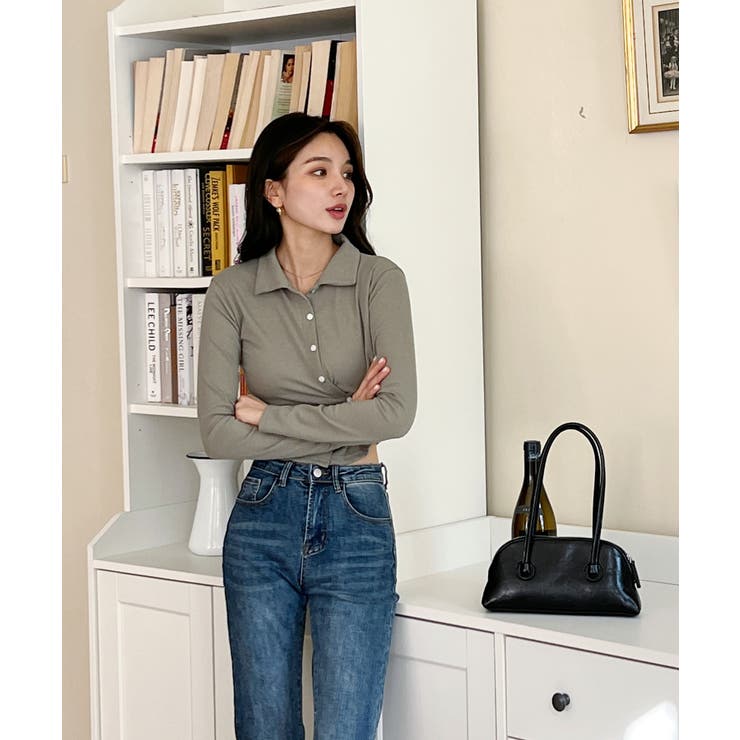 スリムフィットボタンラップTシャツ | by muni:r | 詳細画像29 