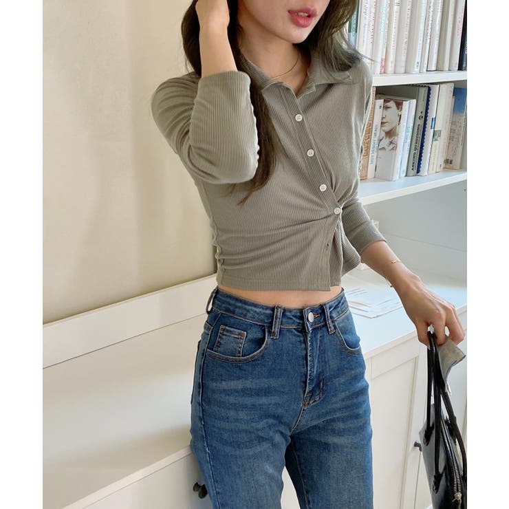 スリムフィットボタンラップTシャツ | by muni:r | 詳細画像30 