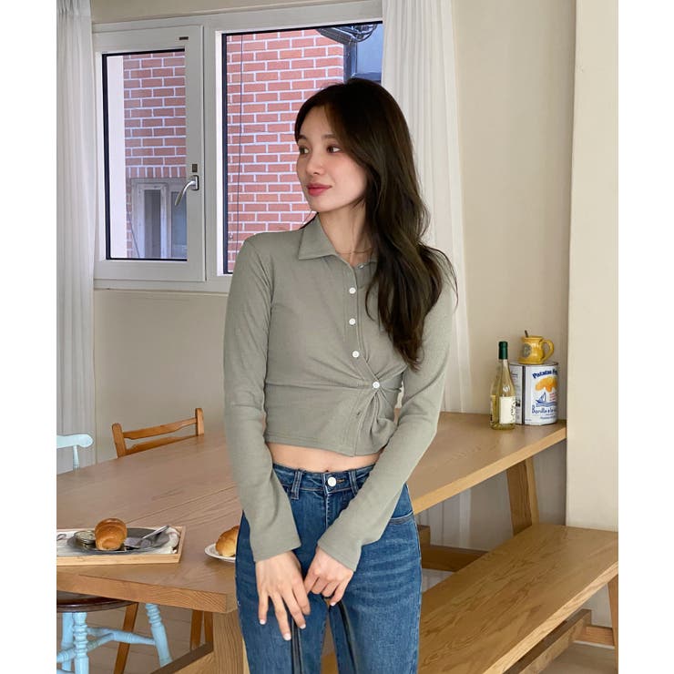 スリムフィットボタンラップTシャツ | by muni:r | 詳細画像31 