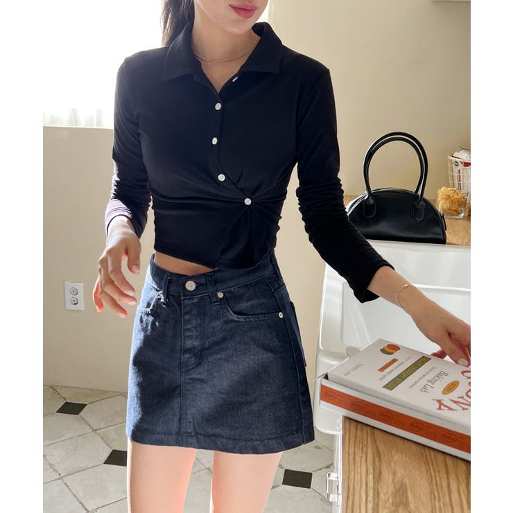 スリムフィットボタンラップTシャツ | by muni:r | 詳細画像36 