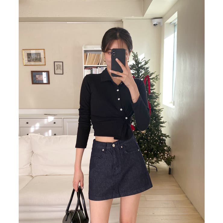 スリムフィットボタンラップTシャツ | by muni:r | 詳細画像38 