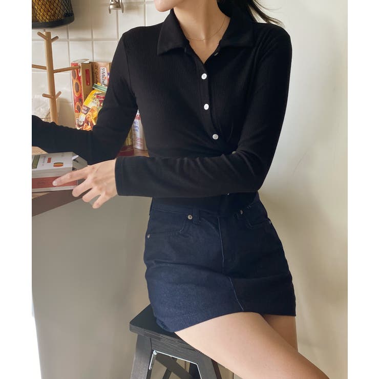 スリムフィットボタンラップTシャツ | by muni:r | 詳細画像43 