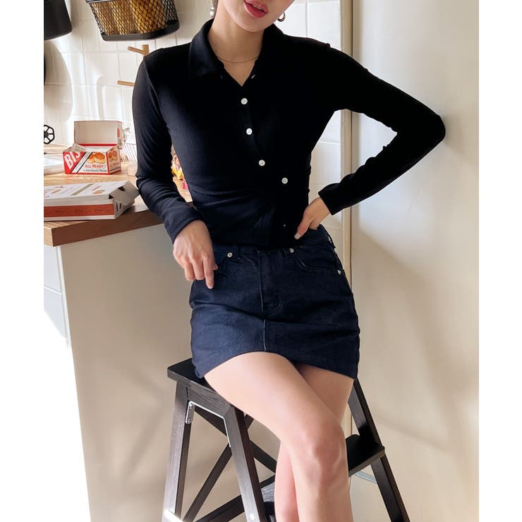 スリムフィットボタンラップTシャツ | by muni:r | 詳細画像44 