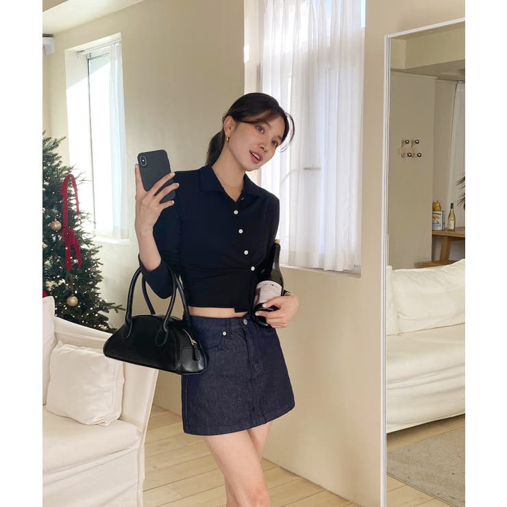 スリムフィットボタンラップTシャツ | by muni:r | 詳細画像46 