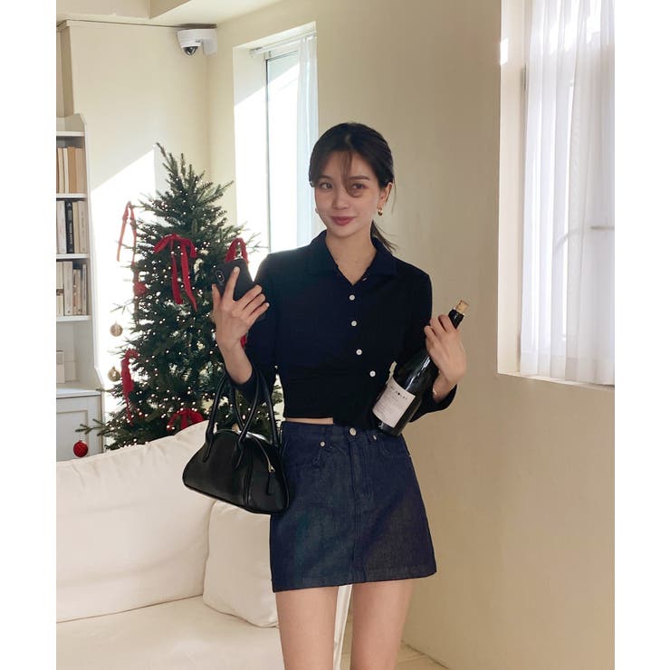 スリムフィットボタンラップTシャツ | by muni:r | 詳細画像47 