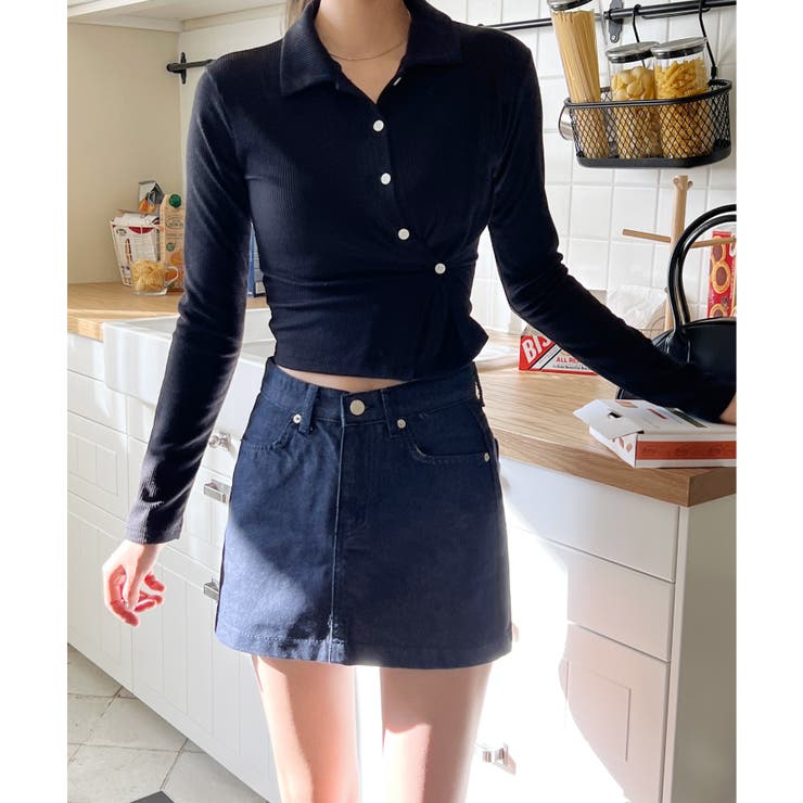 スリムフィットボタンラップTシャツ | by muni:r | 詳細画像49 