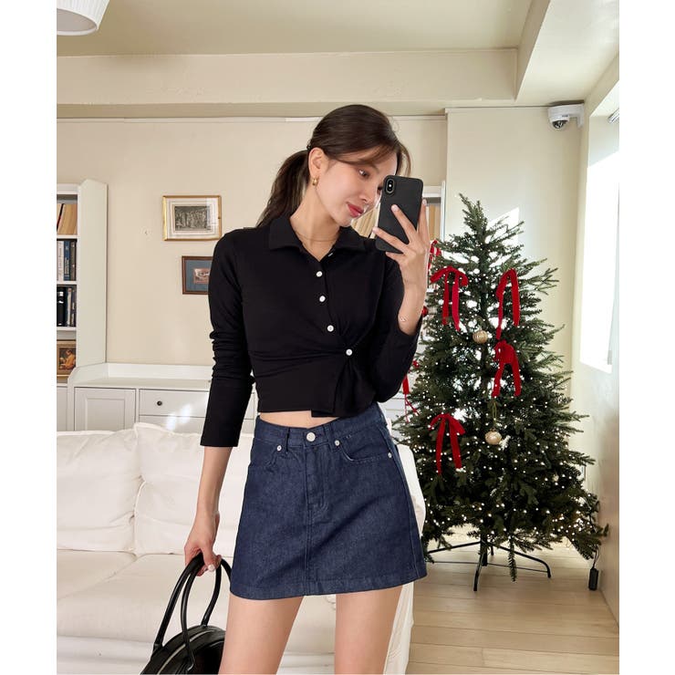 スリムフィットボタンラップTシャツ | by muni:r | 詳細画像50 