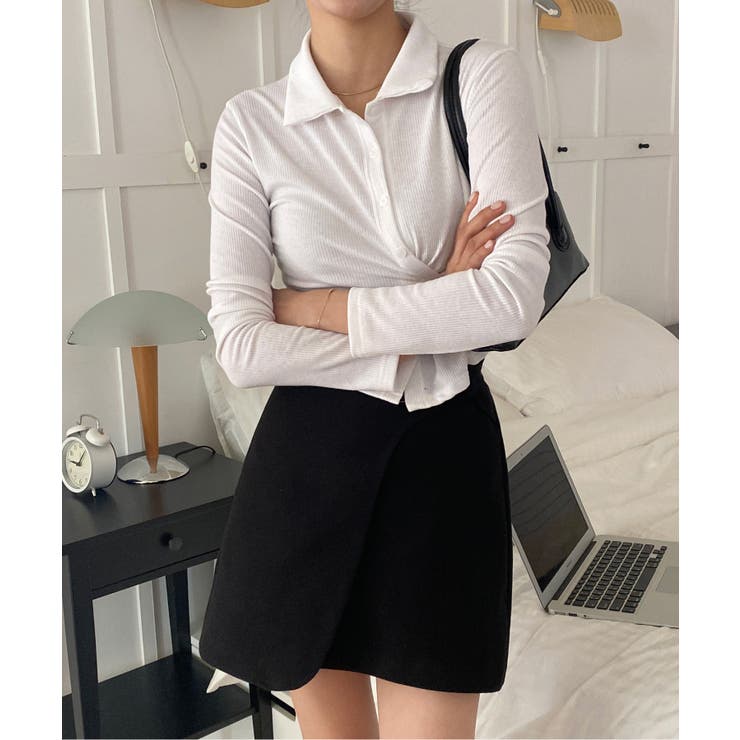 スリムフィットボタンラップTシャツ | by muni:r | 詳細画像6 