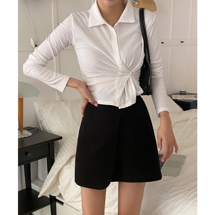 スリムフィットボタンラップTシャツ | by muni:r | 詳細画像7 