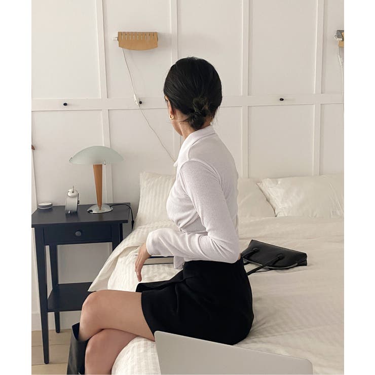 スリムフィットボタンラップTシャツ | by muni:r | 詳細画像9 