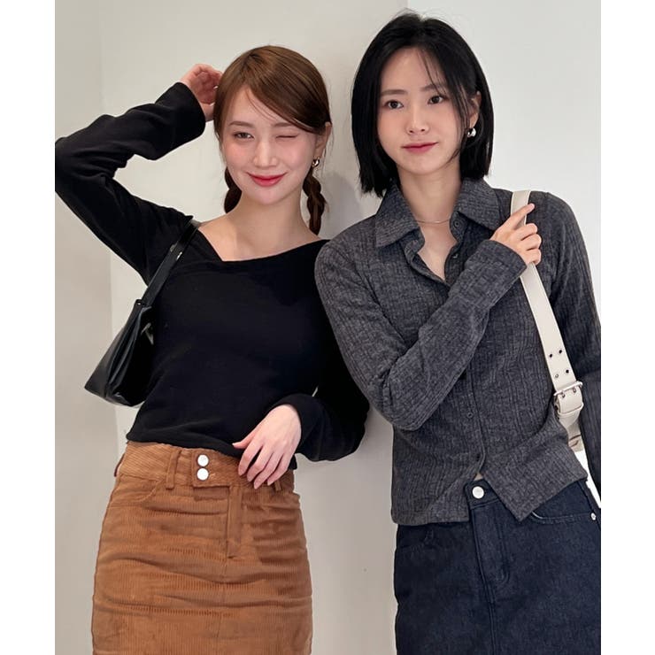 ブラック | アンバランス斜線Tシャツ | by muni:r