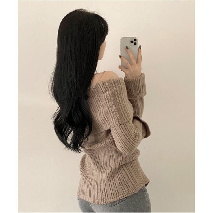 リブオフショルダースリットニット | by muni:r | 詳細画像13 