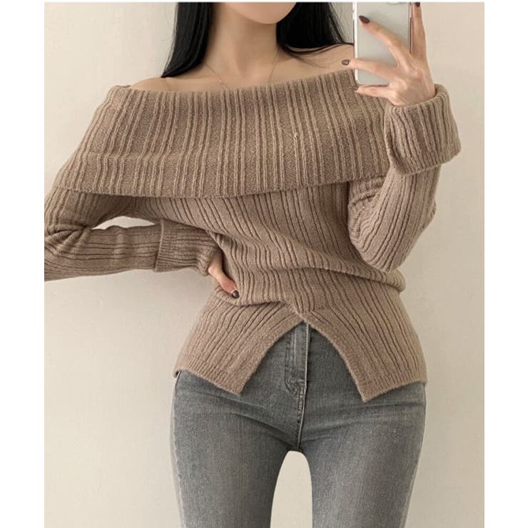 リブオフショルダースリットニット | by muni:r | 詳細画像16 