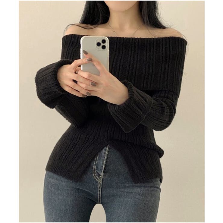 リブオフショルダースリットニット | by muni:r | 詳細画像19 