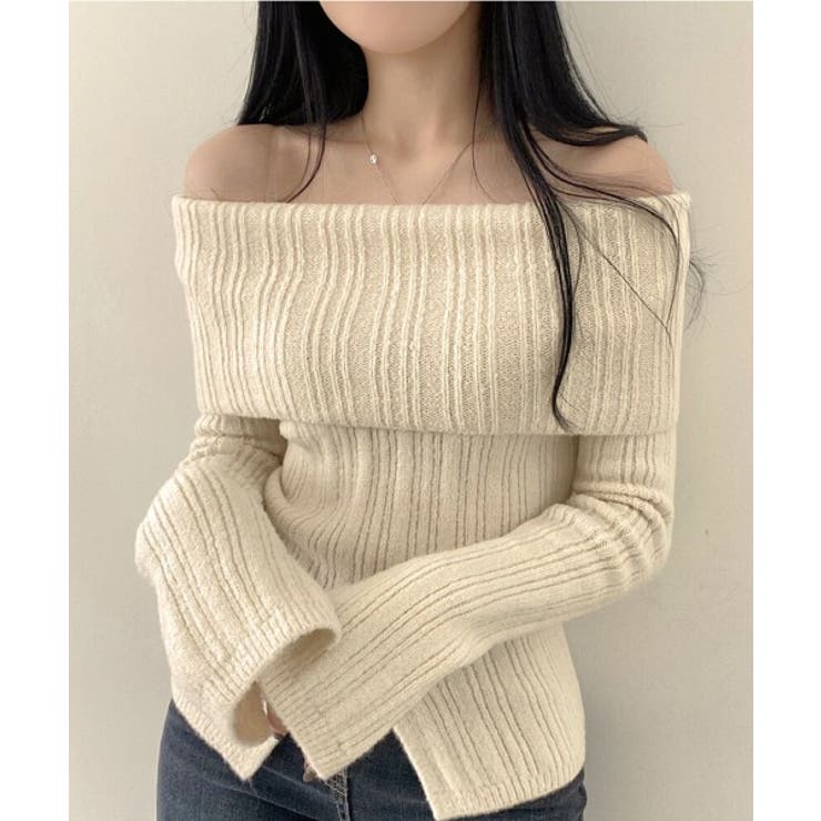 リブオフショルダースリットニット | by muni:r | 詳細画像2 