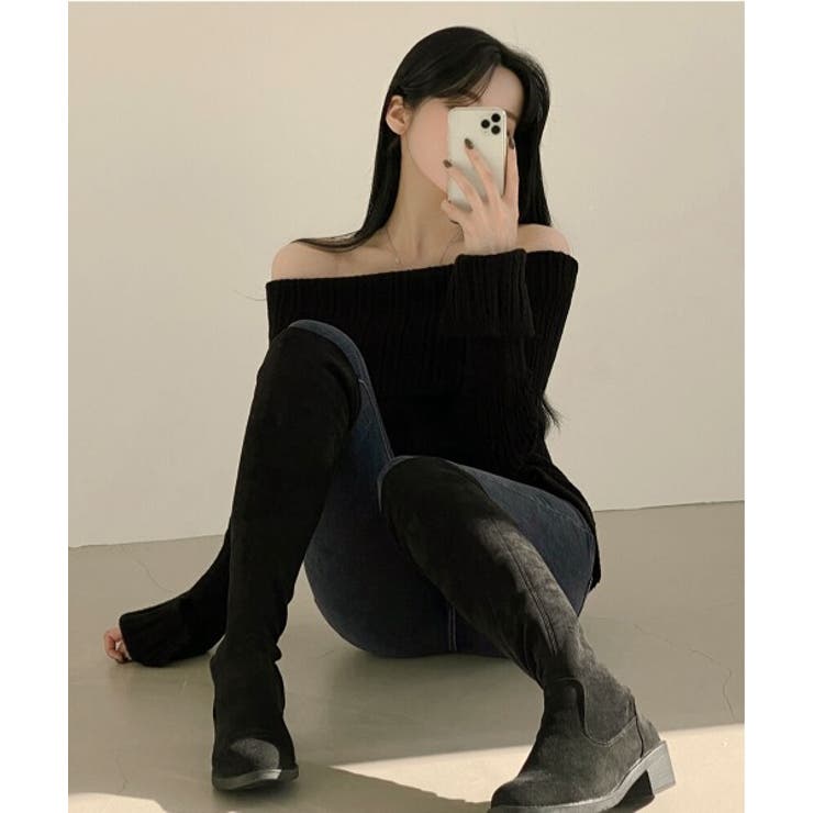 リブオフショルダースリットニット | by muni:r | 詳細画像26 