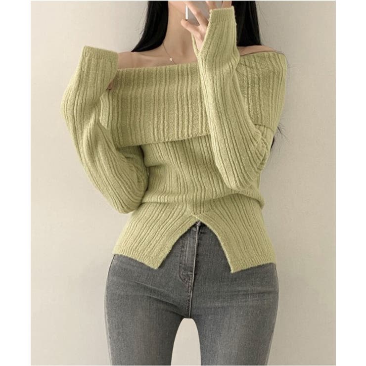 リブオフショルダースリットニット | by muni:r | 詳細画像28 