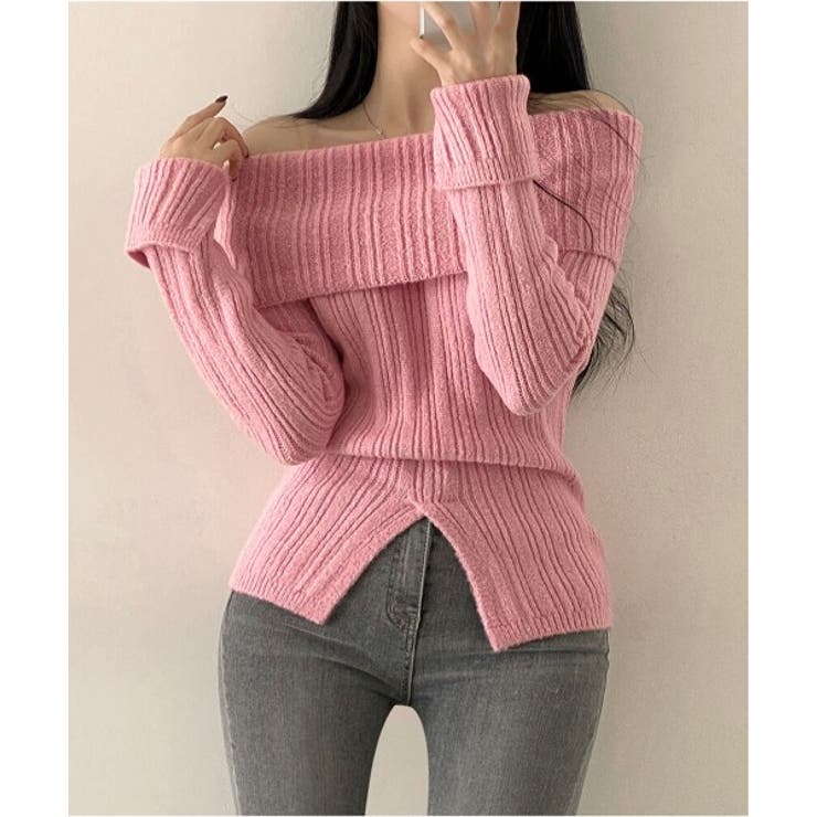 リブオフショルダースリットニット | by muni:r | 詳細画像32 