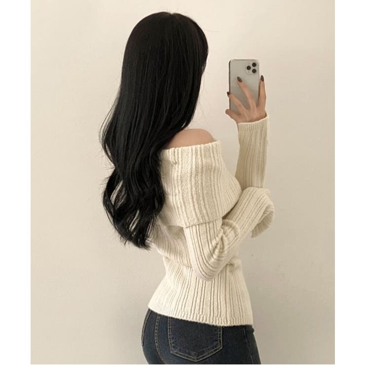 リブオフショルダースリットニット | by muni:r | 詳細画像34 