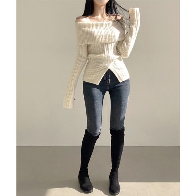 リブオフショルダースリットニット | by muni:r | 詳細画像5 