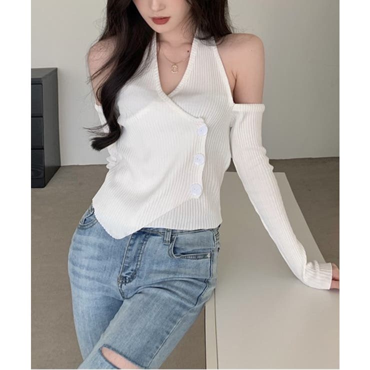 ホルターネックオフショルダーTシャツ | by muni:r | 詳細画像1 